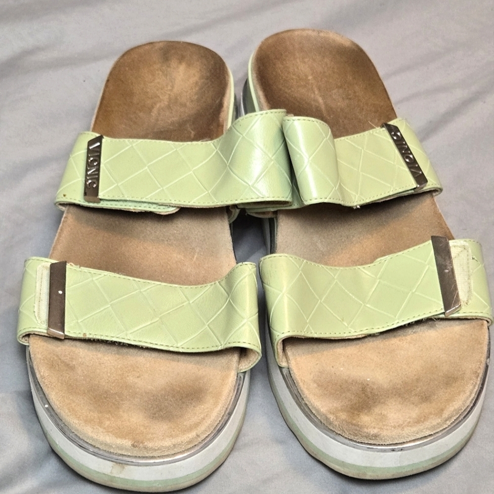 Vionic Brandie Mint Green‎ Double Strap Beachcore Wedge Sandals, Size 10